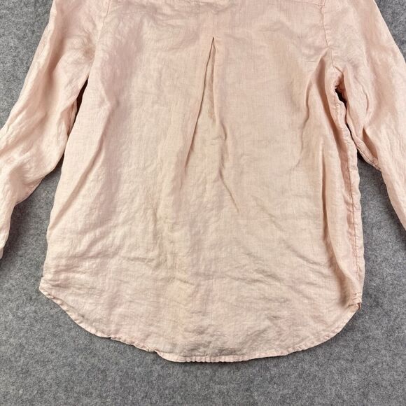 Sundance Catalog Linen Top Womens L Pintuck Button Long Sleeve Coastal Boho* - Picture 7 of 11